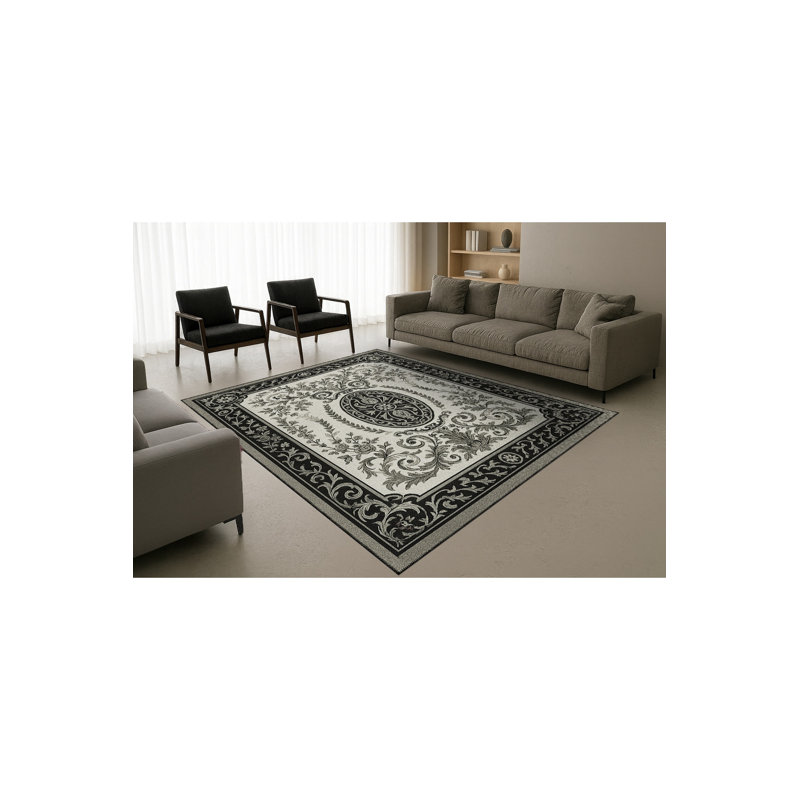 Tapis blanc tissé à motif lavable Mosso, 2 pi 6 po x 4 pi 11 po