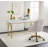 Addilynn 2-Drawers Vanity Desk in White High Gloss and Gold