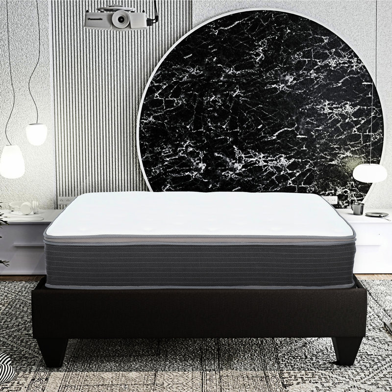 Taille simple 12 po Matelas, ressorts ensachés pour un soutien ciblé, gel rafraîchissant en mousse viscoélastique, housse confortable pour le sommeil, ressorts, mousse, relief, boîte roulée, transport facile