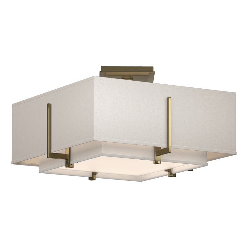 Exos 2 - Light Semi Flush Mount, Flax, Modern Brass
