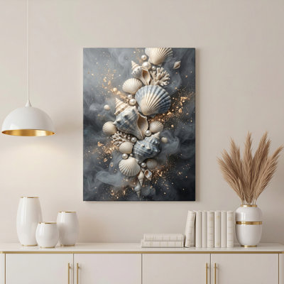 "Gallery Wrap", art mural sur toile pour le salon, la chambre à coucher, le bureau ou le vestibule - décoration murale décorative avec art coquillage