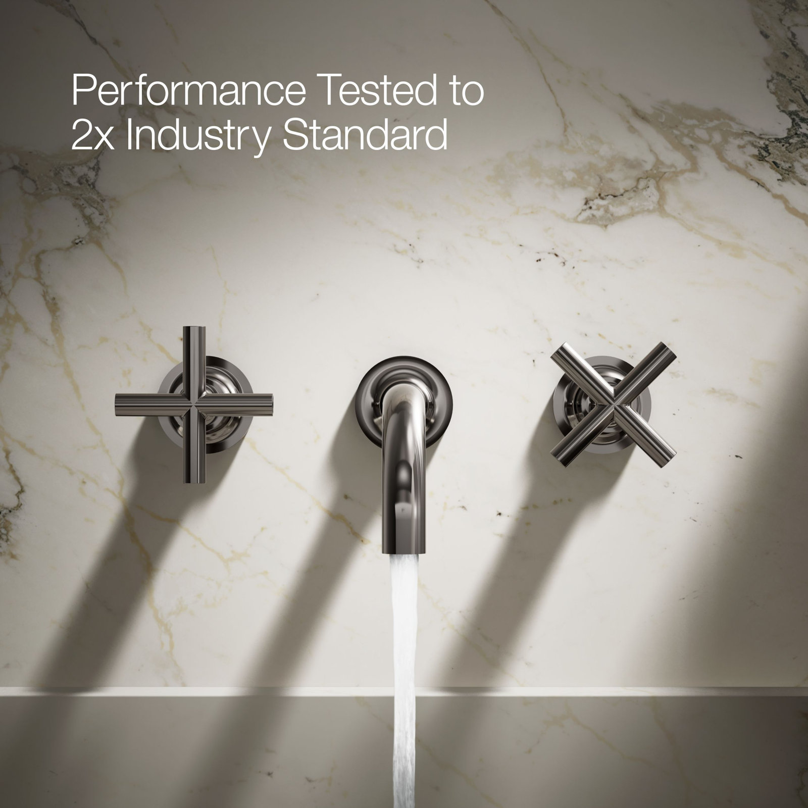 Purist Wall Mounted Bathroom Faucet, Cross Handle, Vibrant Titanium