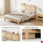 Cadre lit double / grand Boho, lit en bois massif avec tête de lit en rotin naturel et lumières, lit plateforme en bois sans sommier