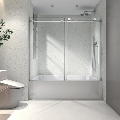 55"-60"W x 63"H frameless one fixed and one shifted Shower Door