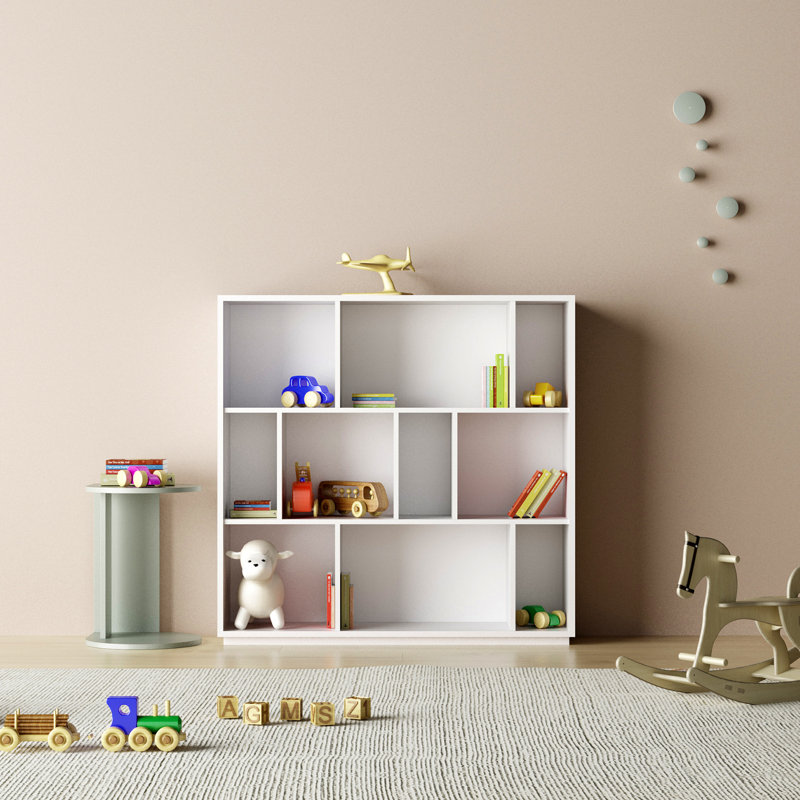Geonna 117cm H x 111.5cm W Geometric Bookcase, White