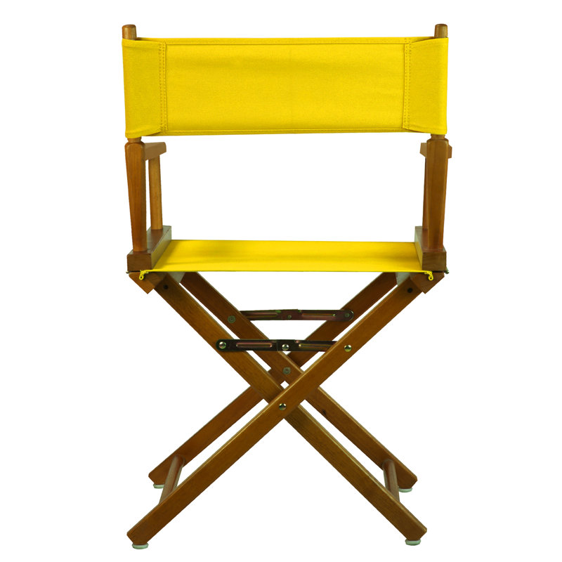 18" Folding Director Chair, Honey Oak, Gold