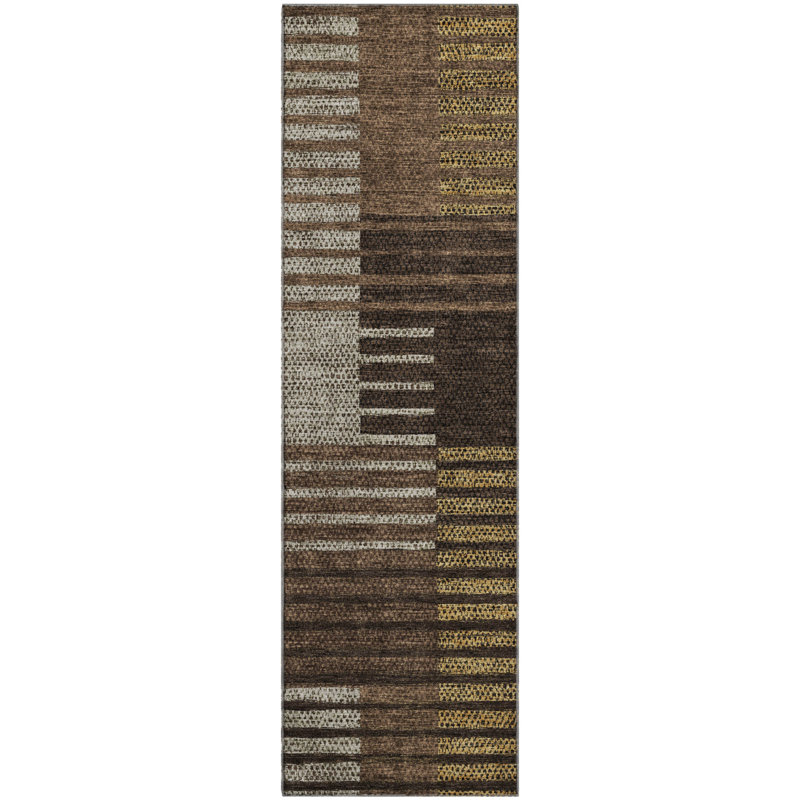 Premium Machine Washable Prisco Chocolate Rug, Runner 2'3" x 7'6"