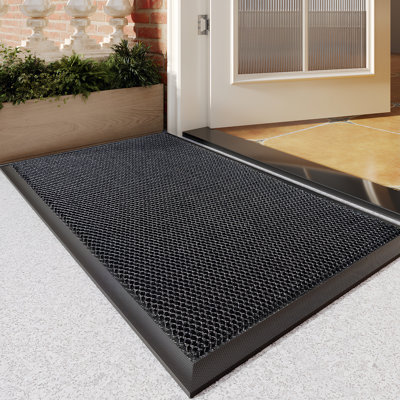 Front Door Mat 18"x30" for Outside Entrance, Heavy Duty Rubber Backing Non-Slip Muddy Mat, All-Weather Dirt & Mud Trapper