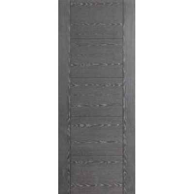 Grey Oak Wood Veneer 5-panel Flush Door Slab