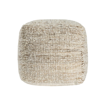 Savanna Farmhouse Distressed Hand-Woven Wool Blend Pouf Ottoman