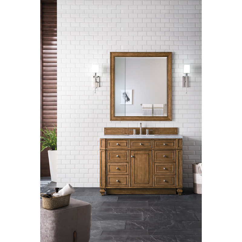 Bristol 48'' W Single Vanity, Carrara White, Saddle Brown, 8" Widespread