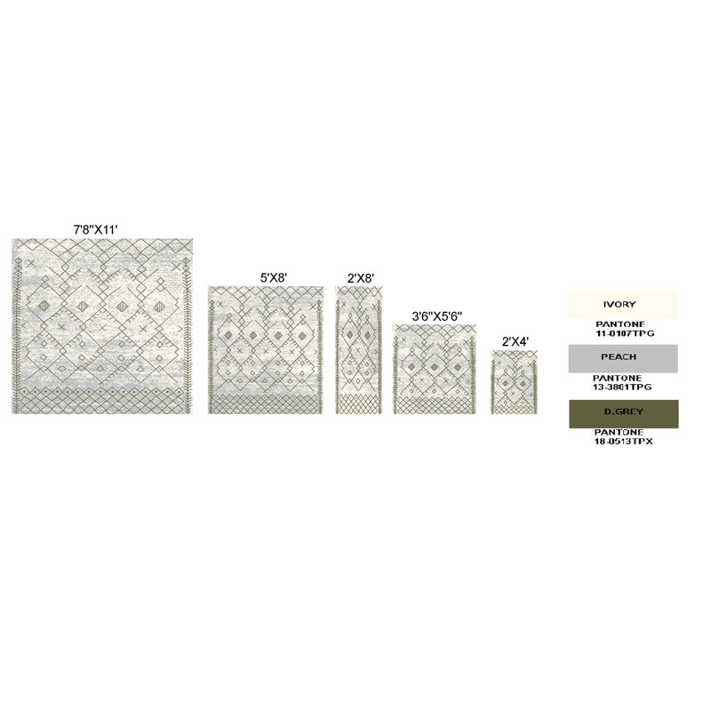 Tapis beige Geometric, Rectangle 2 pi x 4 pi