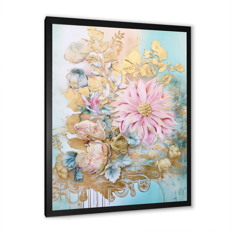 Gilden, lys rose, illustration rétro I, H 32 po x l 16 po x P 1 po, Cadre simple noir