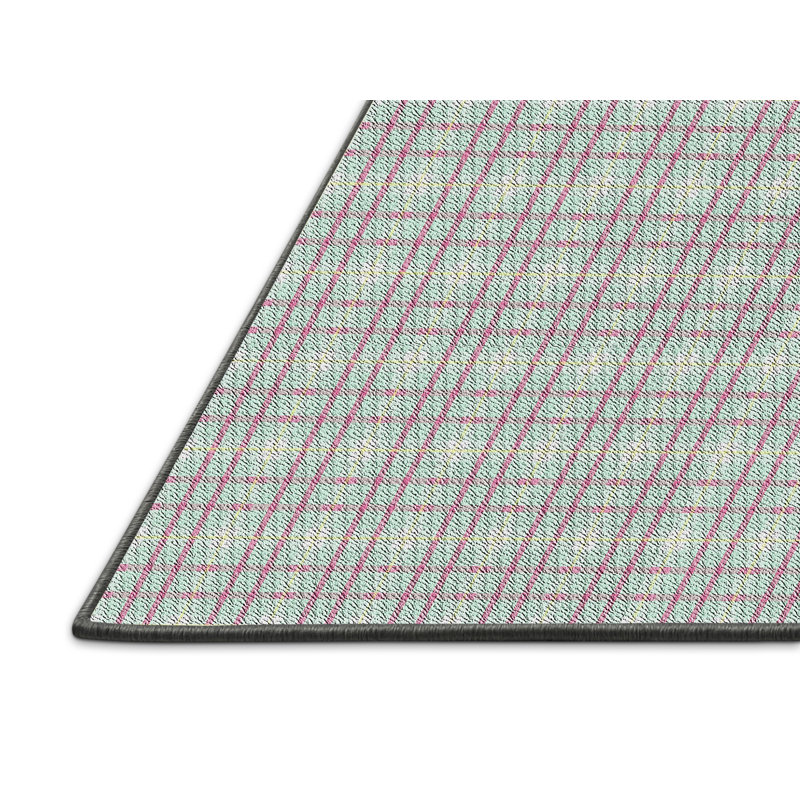 Tapis bleu/rose à motifs, Rectangle 5 pi x 7 pi