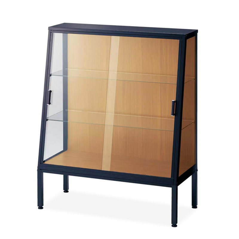 Black + Brown Solid + Manufactured Wood + Iron Display Cases