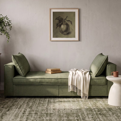 Upholstered Daybed with Mattress and Two Pillows