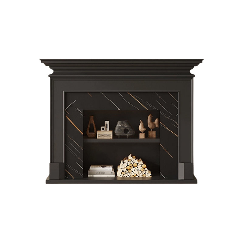 Solid Wood Electric Fireplace, Black