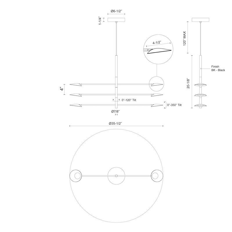 Rotaire 3 - Light Dimmable LED Sputnik Chandelier