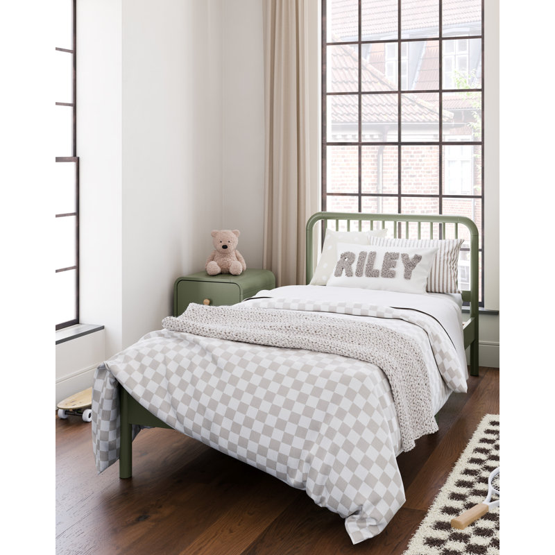 Porto Twin Bed and Santos Nightstand 2-Piece Kids Furniture Set, Olive