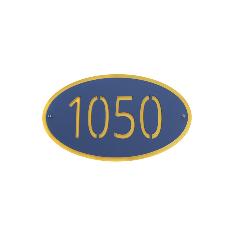 Plaque d'adresse sur 2 lignes, Or / bleu mer