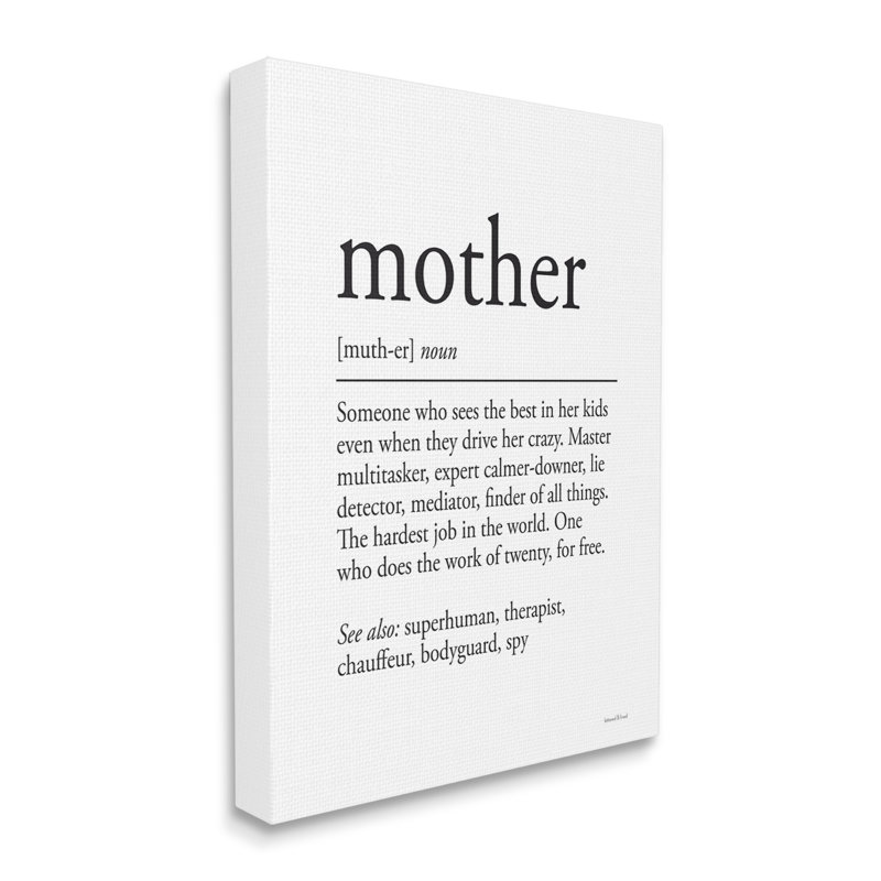 Mère, définition amusante, phrase de motivation surhumaine, synonyme surdimensionné noir, estampe numérique texturée par lettrage et doublure
