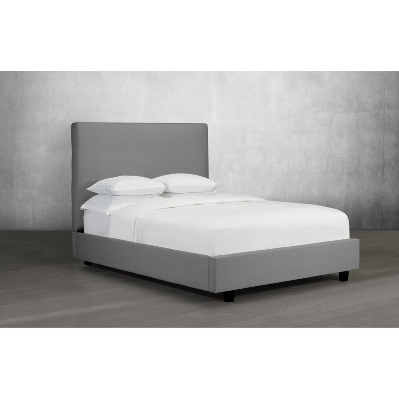 Lit plateforme tapissier à profil bas Grassingt, Anthracite, Double