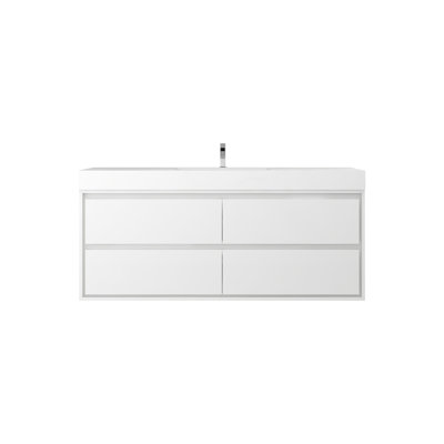 Base de meuble-lavabo mural 60 po avec dessus en acrylique renforcé Noble Moreno