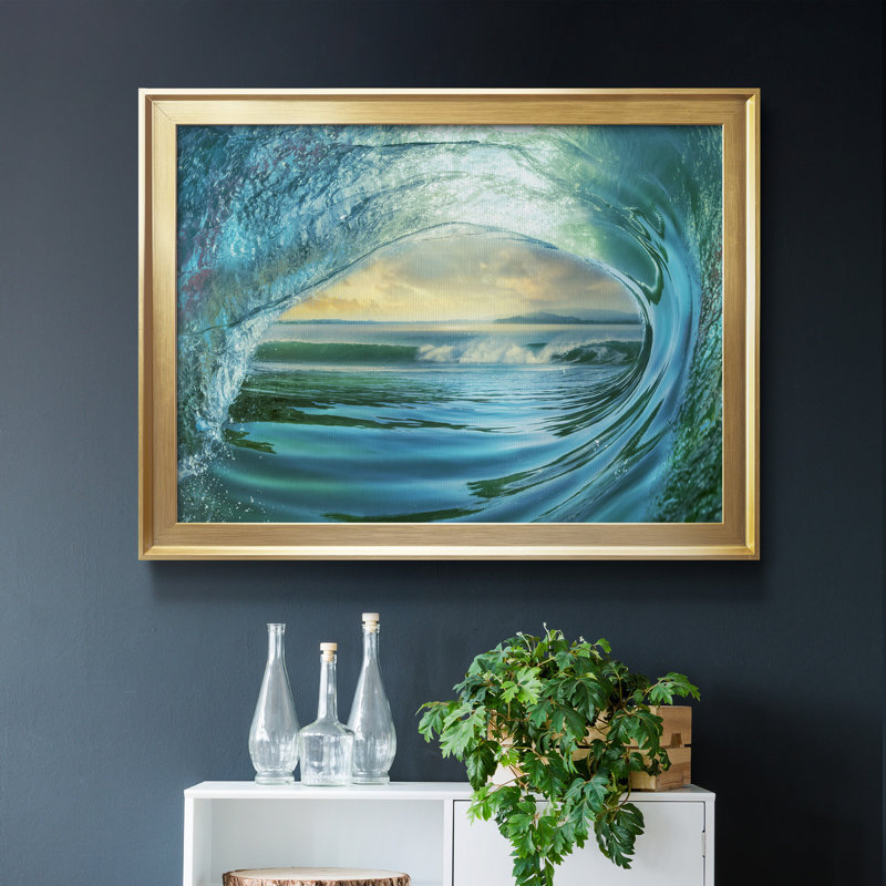 «Big Wave», reproduction encadrée de qualité supérieure - prête à être accrochée, H 22,5 po x l 30,5 po x P 1,5 po