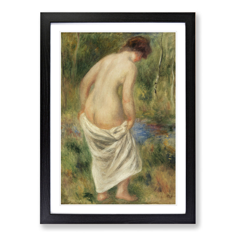 After the Bath by Pierre-Auguste Renoir - Picture Frame Painting, 90cm H x 65cm W x 2cm D, Black