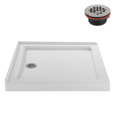 Streamline 32 in. x 32 in. Corner Acrylic Shower Base in Glossy White with Left Drain, Drain Included