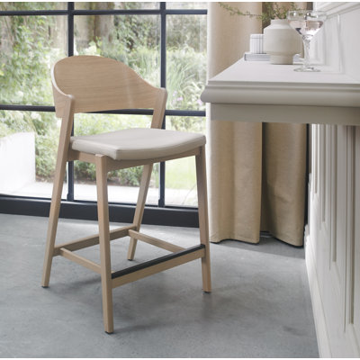 Upholstered Counter Stool with Solid Wood Frame