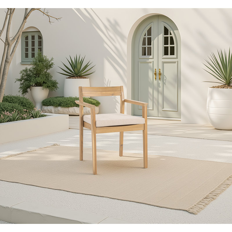 Chaise de patio en bois massif avec coussin Badgley (ensemble de 2)