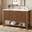 Meuble-lavabo de salle de bain de 122 cm avec lavabo en céramique intégrée, portes et tiroirs à fermeture amortie, meuble de rangement en kit.