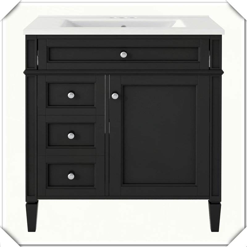 Meuble-lavabo moderne simple avec tiroirs supérieurs, Gris