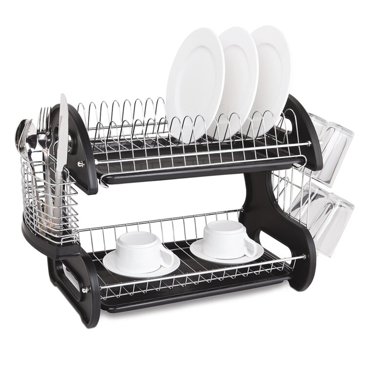 Home Basics Silicone and Plastic Easy Storage Collapsible Dish Rack, Grey, KITCHEN ORGANIZATION
