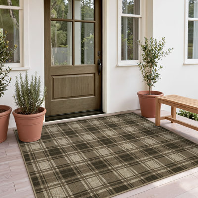 Plaid Area Patio Rugs, Faux Jute Washable Indoor Rugs, Oeko-Tex Certified