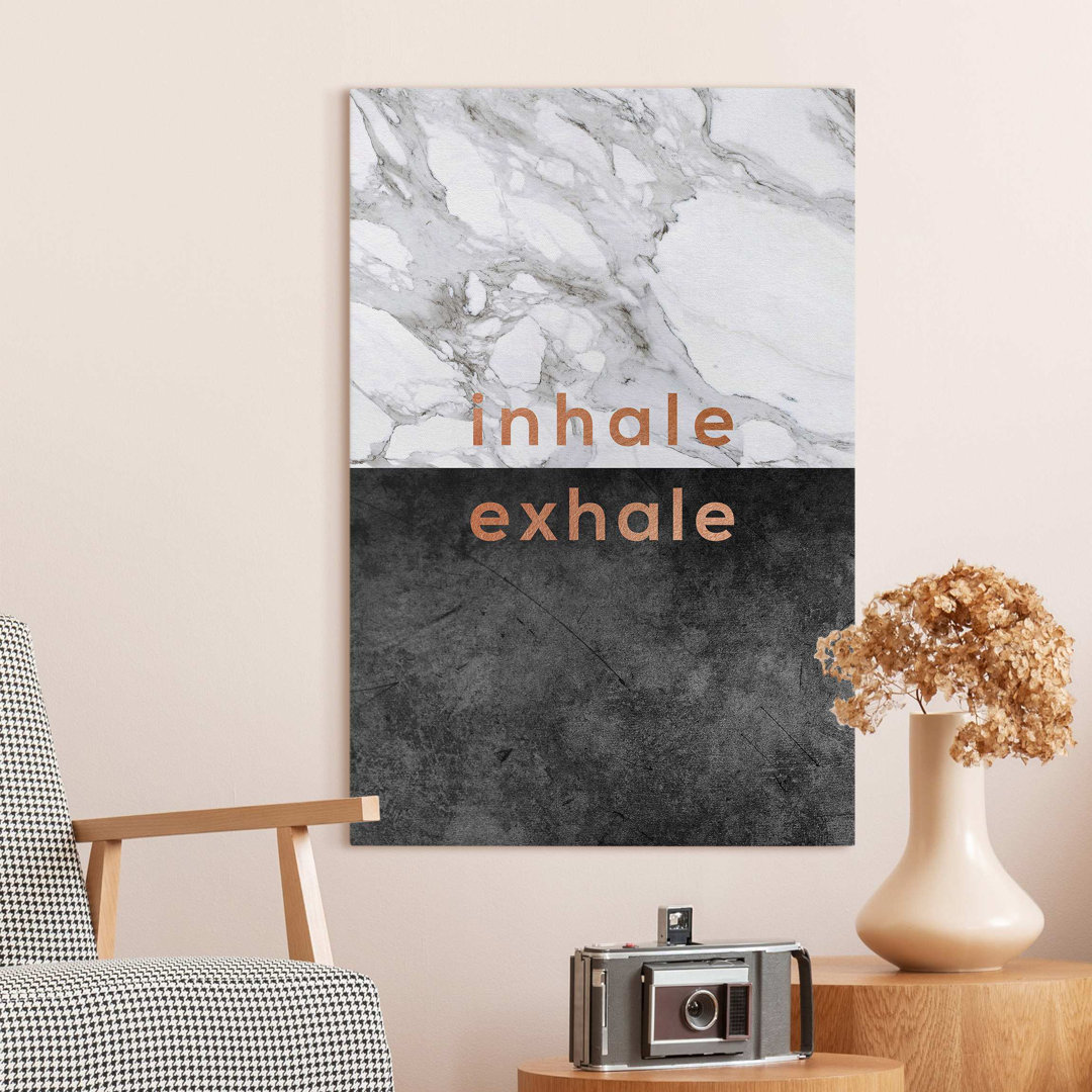 Leinwandbild Inhale Exhale Kupfer und Marmor