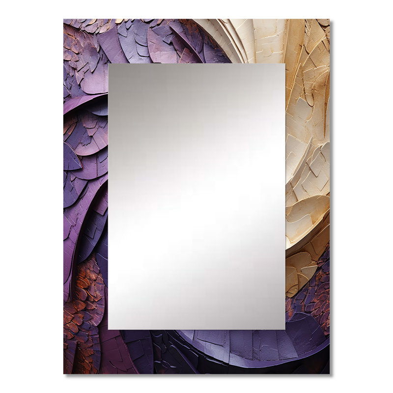 Beige mauve minimaliste spirales poteries - miroir mural abstrait en spirale, miroir décoratif moderne, impression d'art en métal