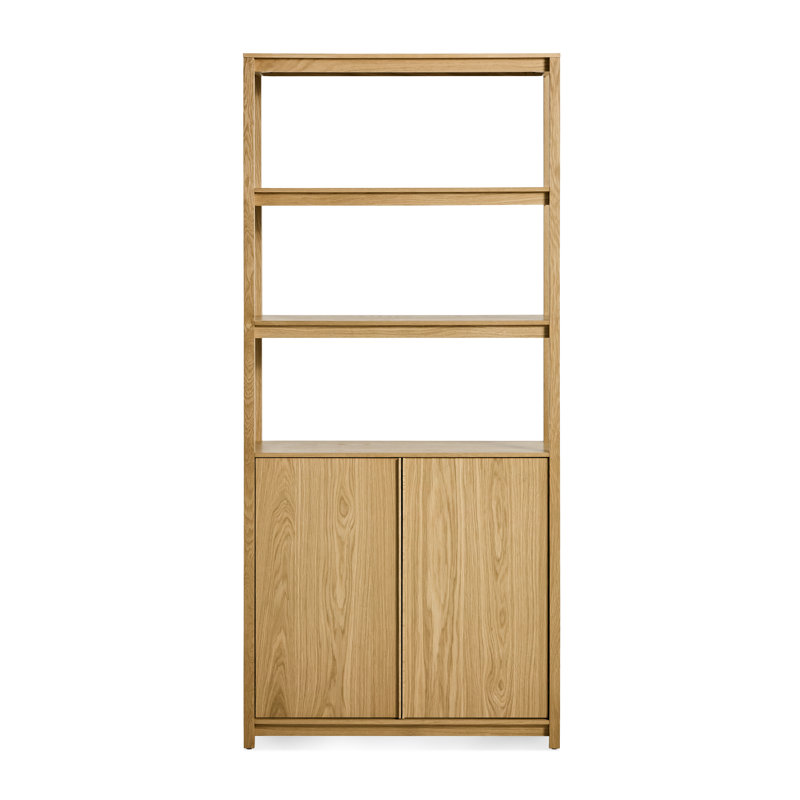 Open Plan Solid Wood Etagere Bookcase, White Oak