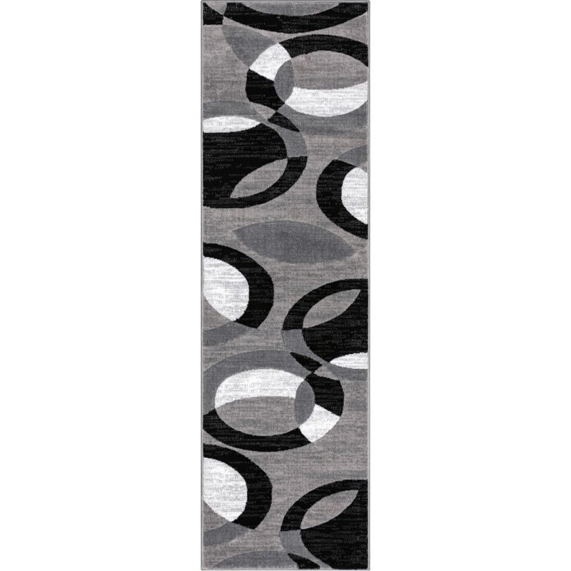 Bingo Gray Modern Geometric Rug, Runner 2'7" x 9'10"