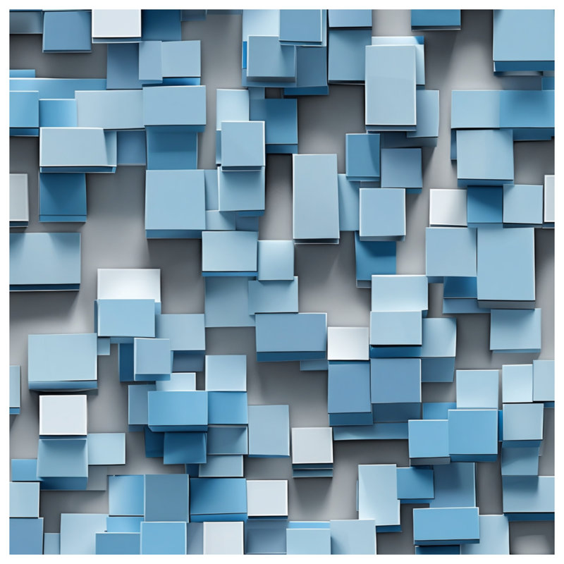 Couvertures bleues à blocs 3D, 60in W x 80in H
