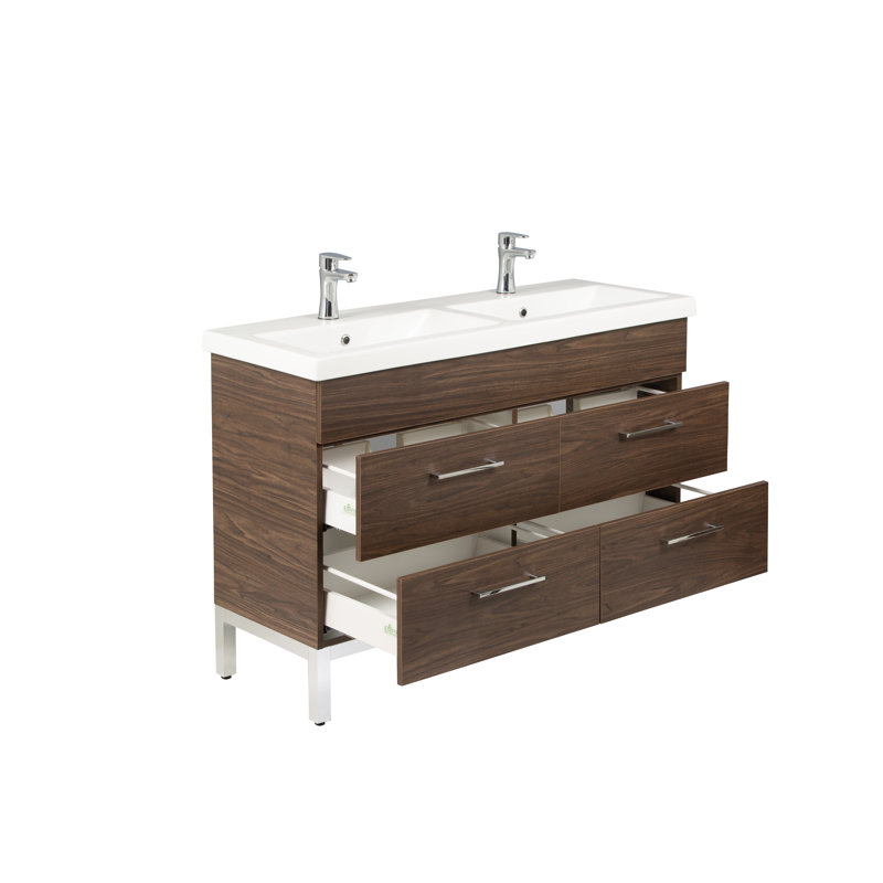 Meuble-lavabo double 47 po Hadreas, Noyer américain