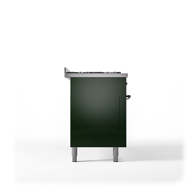 ILVE Nostalgie II 60 in Dual Fuel Range, 9 Burner, Griddle, Natural Gas, Emerald Green/Burnished