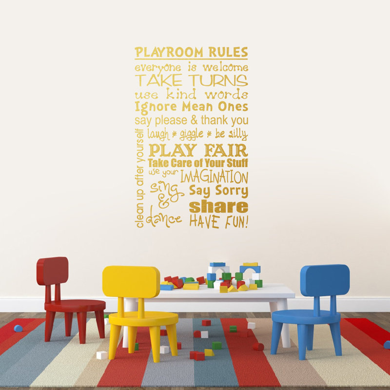 Adhésif décoratif « Playroom rules », Bleu sarcelle