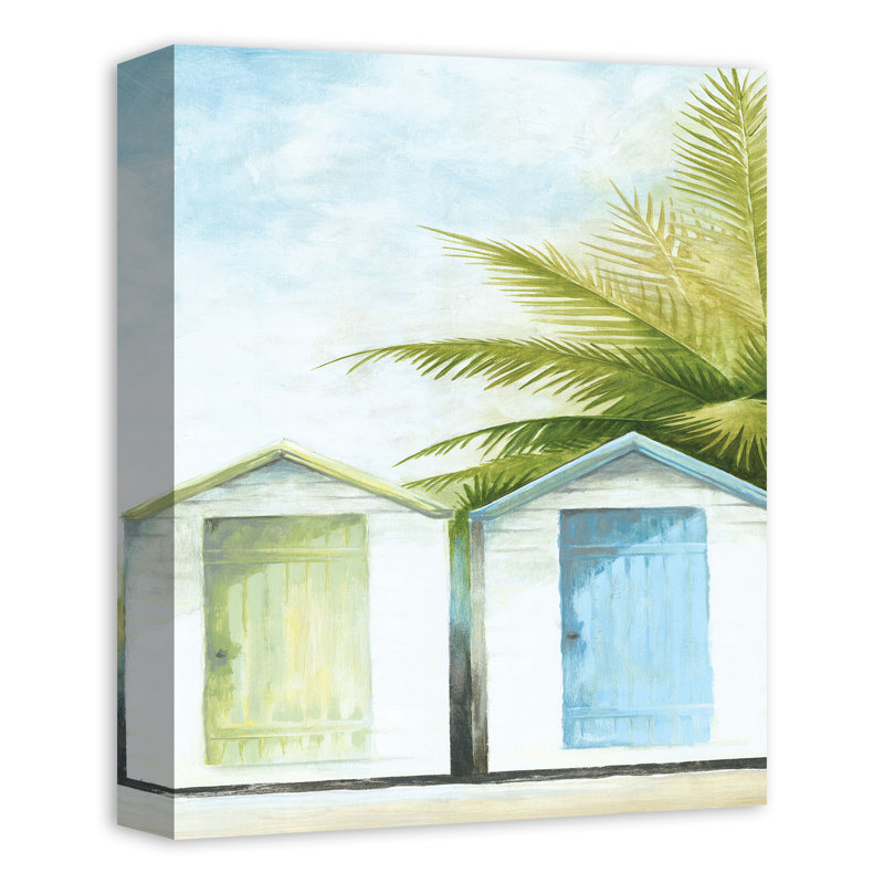 Toile flottante encadrée "Beach Huts", H 14 po x l 11 po x P 1,25 po, Toile tendue