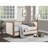 Kyra Twin Daybed With Nailhead Trim, Light Oak Pinewood, Beige Fabric