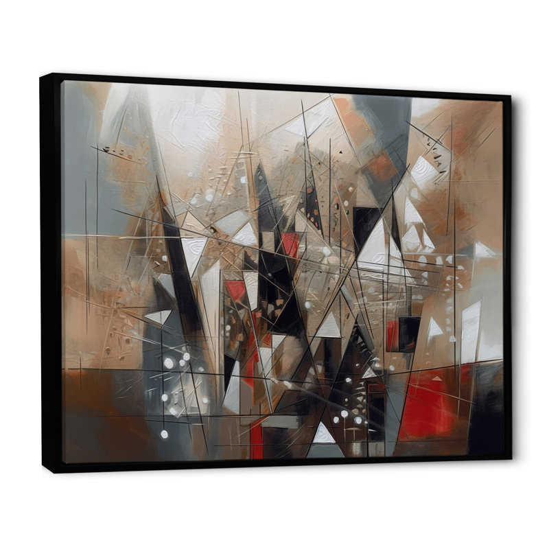 Exploration des abstractions cubistes I - art mural abstrait cubisme, salon, H 12 po x l 20 po, Cadre flottant noir