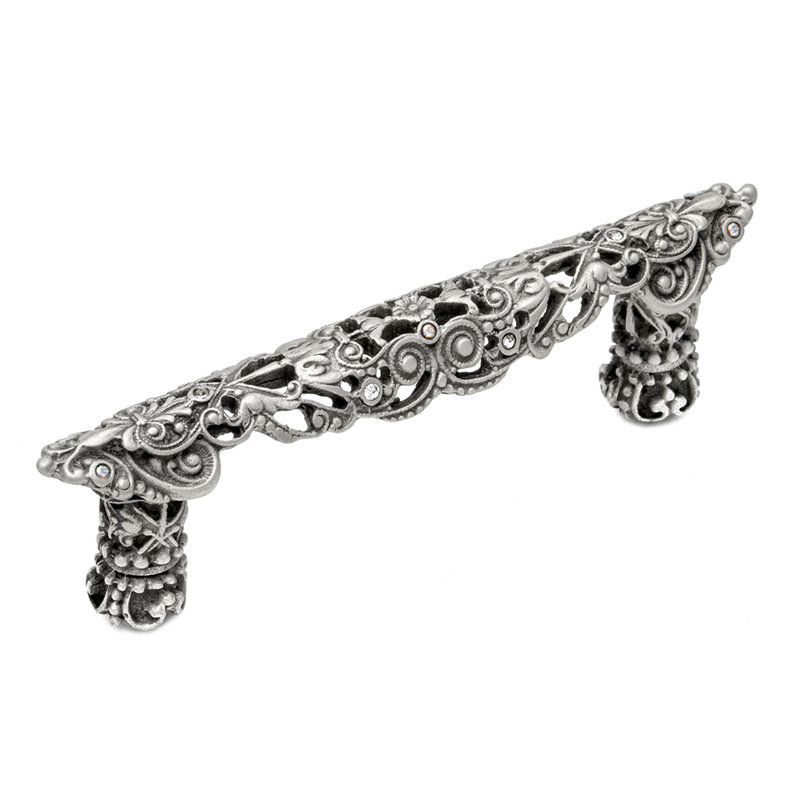 Juliane Grace 4 inches c.c. pull with Swarovski Clear & Aurore Boreale Crystals in Satin, 3", Satin