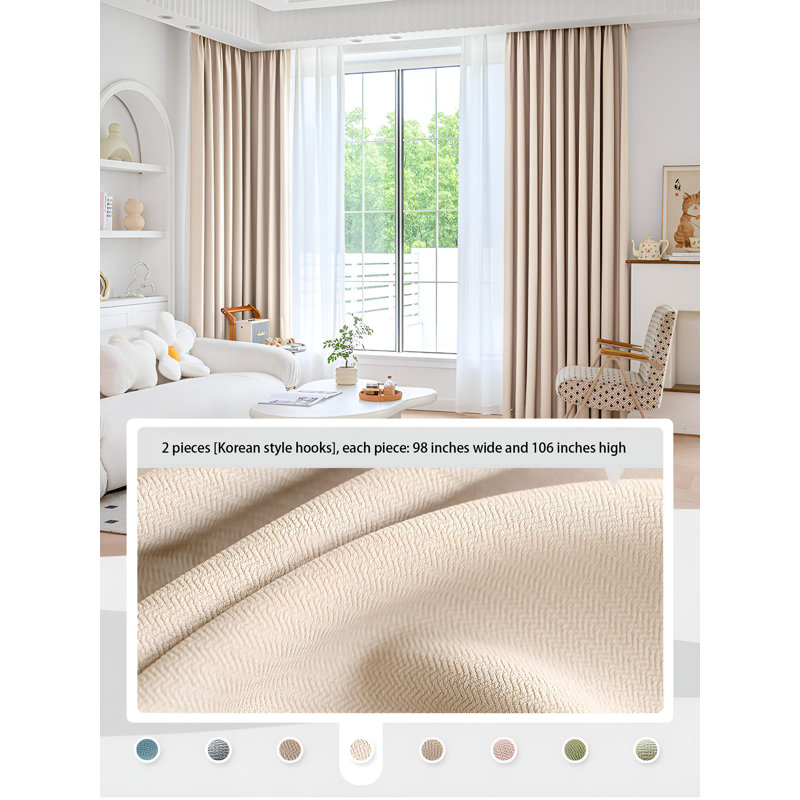 Room Darkening Curtain Pair, 98.43" W x 106.3" L