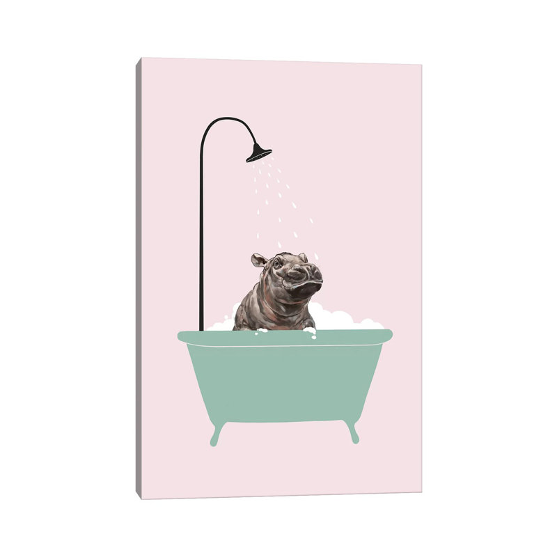 Hippo In Bathtub by Big Nose Work - Wrapped Canvas Print, 152.5 cm H x 101.5 cm W